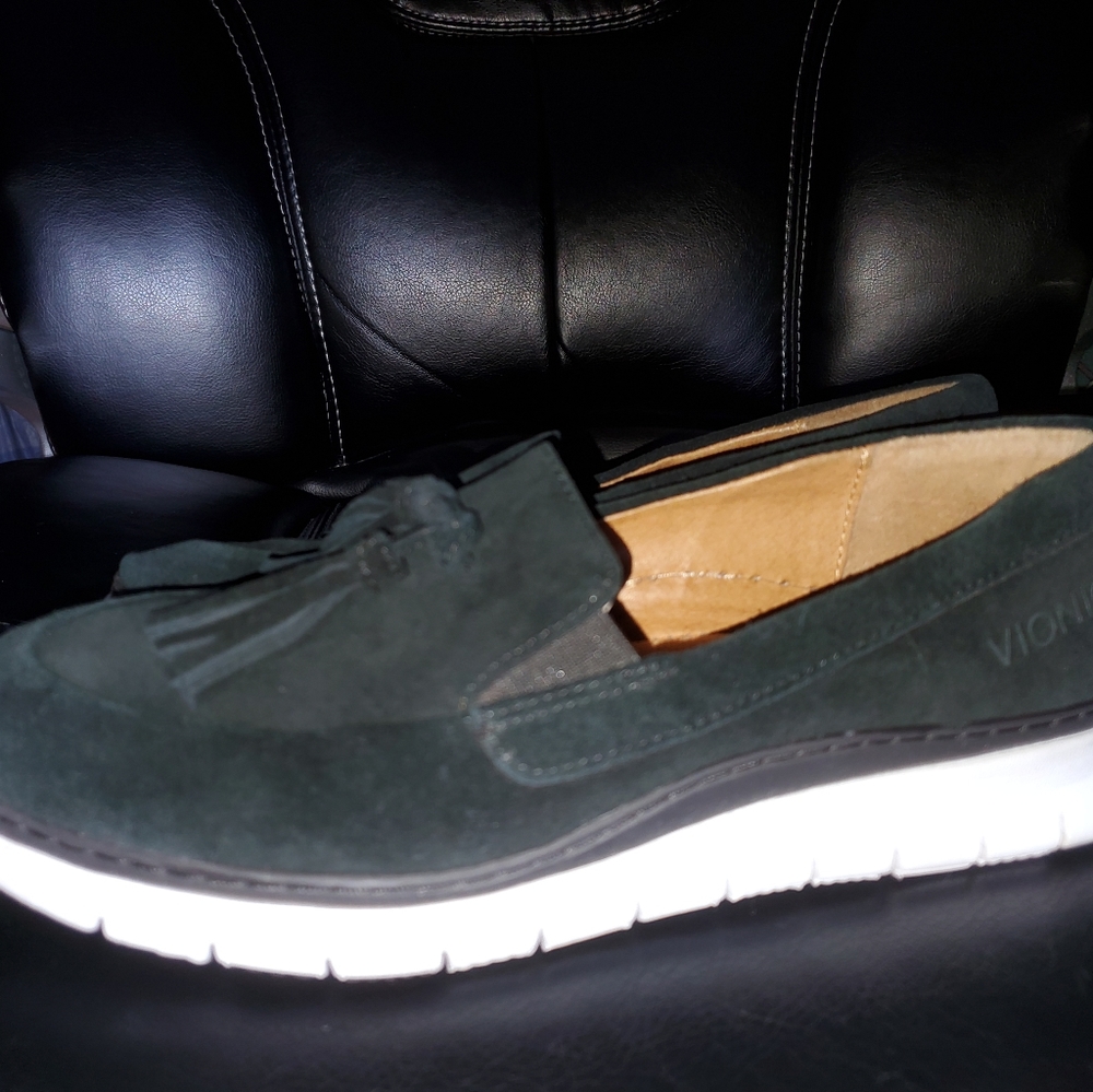 Suede and white loafers